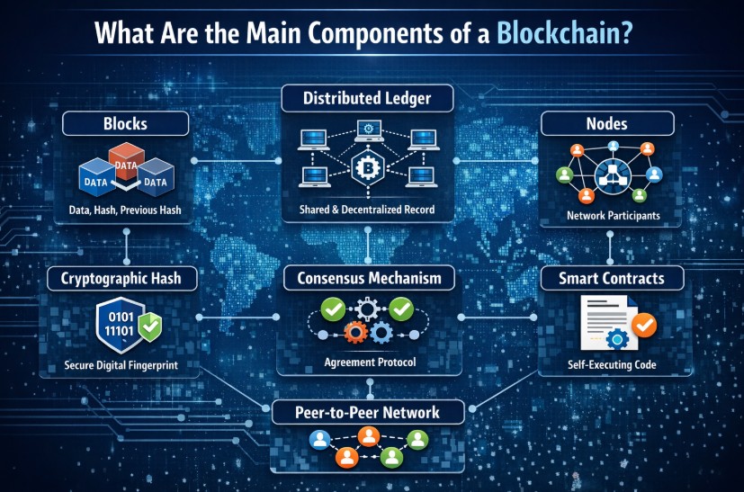 The main components of a blockchain
